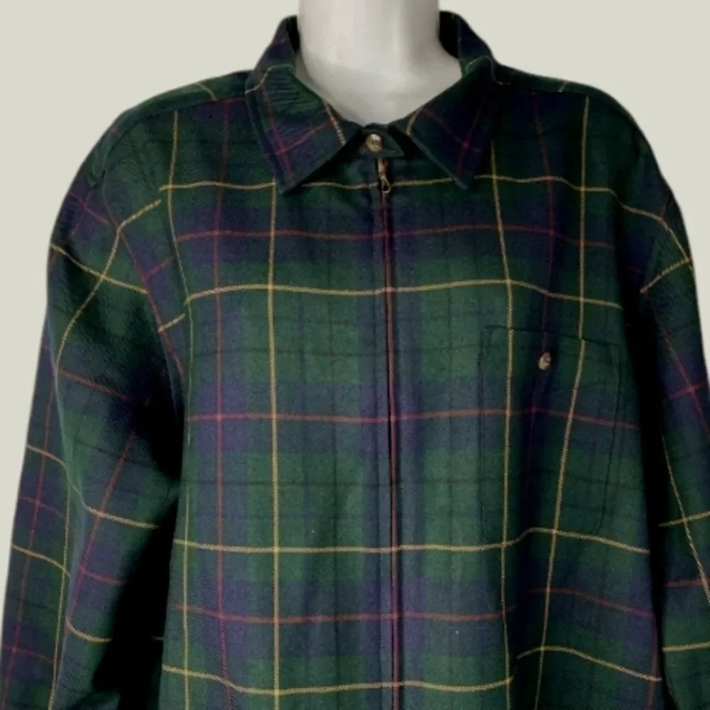 Pendleton Women's Green Blue Plaid Celebration Tartan Wool Zip Front Jacket M - Picture 4 of 15